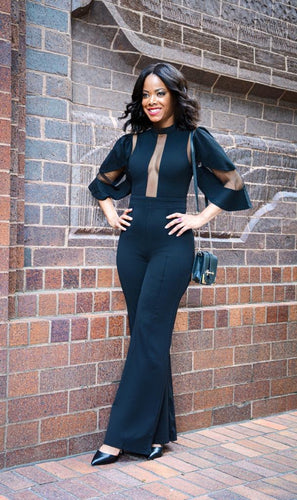BLACK & SHEER PANEL | JUMPSUIT - N LONGO 